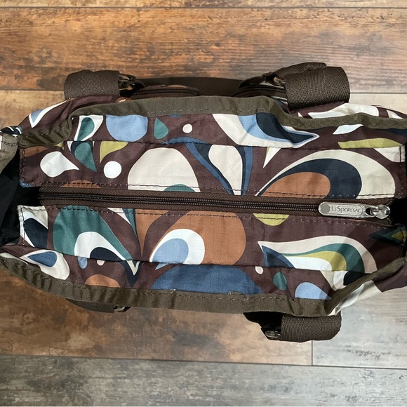 Lesportsac Brown and Blue Tote Bag with Retro Design - Picture 2 of 7